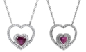 Macy's Ruby (5/8 ct. t.w.) & Diamond (1/4 ct. t.w.) Heart 16"  Pendant Necklace in 14k White Gold